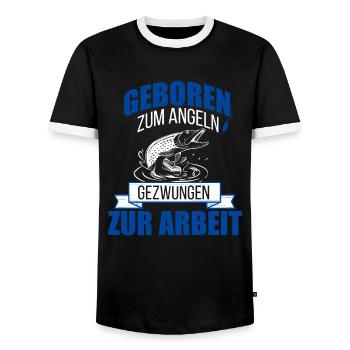 Anglers fishing fish work - Men's Ringer Shirt - black/white - Front - AI Model Female 172 light (172cm) & AI Model Male 178 light (178cm)