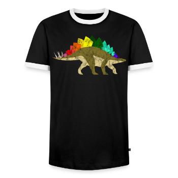 Rainbow Dinosaurs - Männer Kontrast-T-Shirt - Schwarz/Weiß - Vorne - AI Model Female 172 light (172cm) & AI Model Male 178 light (178cm)