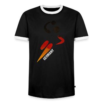 Handball Germany 2019 Fan - Men's Ringer Shirt - black/white - Front - AI Model Female 172 light (172cm) & AI Model Male 178 light (178cm)