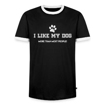 Dog - Men's Ringer Shirt - black/white - Front - AI Model Female 172 light (172cm) & AI Model Male 178 light (178cm)