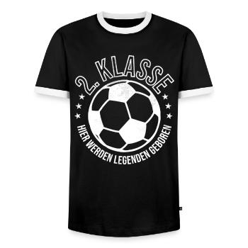 Fußball Unterhaus 2. Klasse Meistertitel Meister - Männer Kontrast-T-Shirt - Schwarz/Weiß - Vorne - AI Model Female 172 light (172cm) & AI Model Male 178 light (178cm)