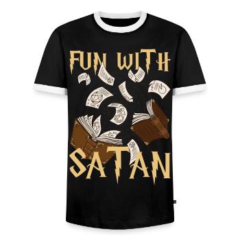 Satan occulte Cadeau de Tarot Gothique - T-shirt contrasté Homme - noir/blanc - Devant - AI Model Female 172 light (172cm) & AI Model Male 178 light (178cm)
