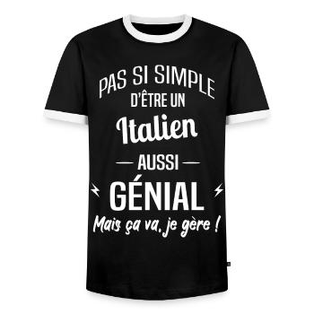 Italien - T-shirt contrasté Homme - noir/blanc - Devant - AI Model Female 172 light (172cm) & AI Model Male 178 light (178cm)