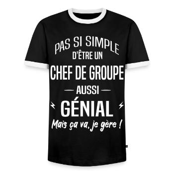 Chef de groupe - T-shirt contrasté Homme - noir/blanc - Devant - AI Model Female 172 light (172cm) & AI Model Male 178 light (178cm)