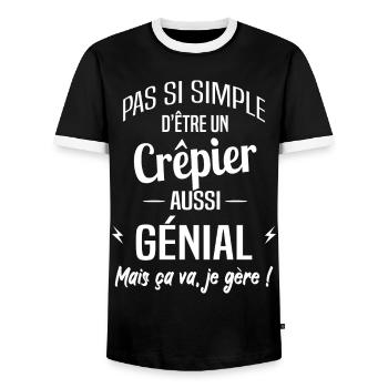 Crêpier - T-shirt contrasté Homme - noir/blanc - Devant - AI Model Female 172 light (172cm) & AI Model Male 178 light (178cm)