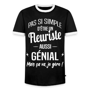 Fleuriste - T-shirt contrasté Homme - noir/blanc - Devant - AI Model Female 172 light (172cm) & AI Model Male 178 light (178cm)