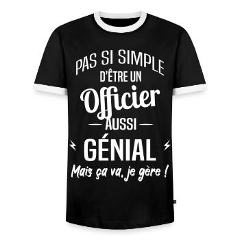 Officier - T-shirt contrasté Homme - noir/blanc - Devant - AI Model Female 172 light (172cm) & AI Model Male 178 light (178cm)