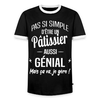 Pâtissier - T-shirt contrasté Homme - noir/blanc - Devant - AI Model Female 172 light (172cm) & AI Model Male 178 light (178cm)