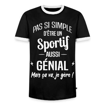 Sportif - T-shirt contrasté Homme - noir/blanc - Devant - AI Model Female 172 light (172cm) & AI Model Male 178 light (178cm)