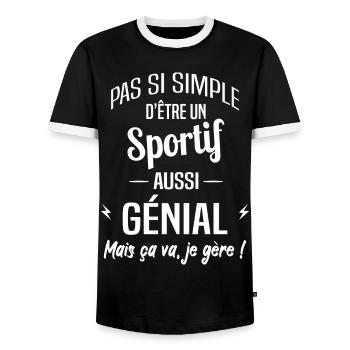 Sportif - T-shirt contrasté Homme - noir/blanc - Devant - AI Model Female 172 light (172cm) & AI Model Male 178 light (178cm)
