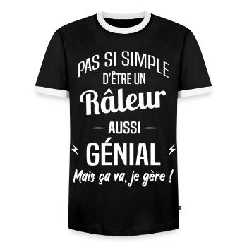 Râleur - T-shirt contrasté Homme - noir/blanc - Devant - AI Model Female 172 light (172cm) & AI Model Male 178 light (178cm)