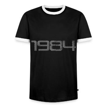 1984 Jahrgang - Männer Kontrast-T-Shirt - Schwarz/Weiß - Vorne - AI Model Female 172 light (172cm) & AI Model Male 178 light (178cm)