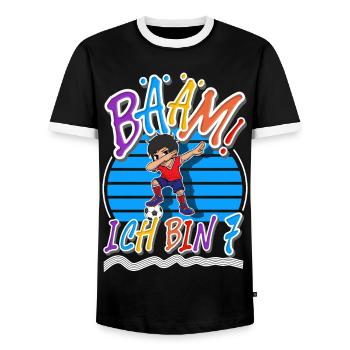 7. Geburtstag Kinder Fußball - Männer Kontrast-T-Shirt - Schwarz/Weiß - Vorne - AI Model Female 172 light (172cm) & AI Model Male 178 light (178cm)