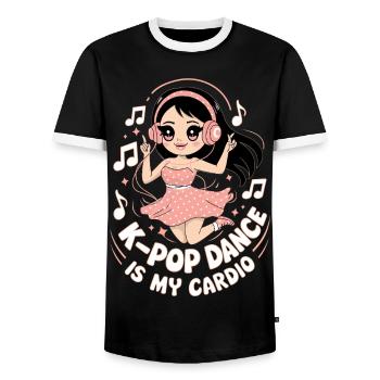 K-Pop Tanz Lustig Korea - Männer Kontrast-T-Shirt - Schwarz/Weiß - Vorne - AI Model Female 172 light (172cm) & AI Model Male 178 light (178cm)
