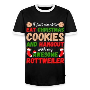 Weihnachten Rottweiler Kekse - Männer Kontrast-T-Shirt - Schwarz/Weiß - Vorne - AI Model Female 172 light (172cm) & AI Model Male 178 light (178cm)