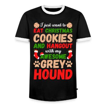 Weihnachten Greyhound Kekse - Männer Kontrast-T-Shirt - Schwarz/Weiß - Vorne - AI Model Female 172 light (172cm) & AI Model Male 178 light (178cm)