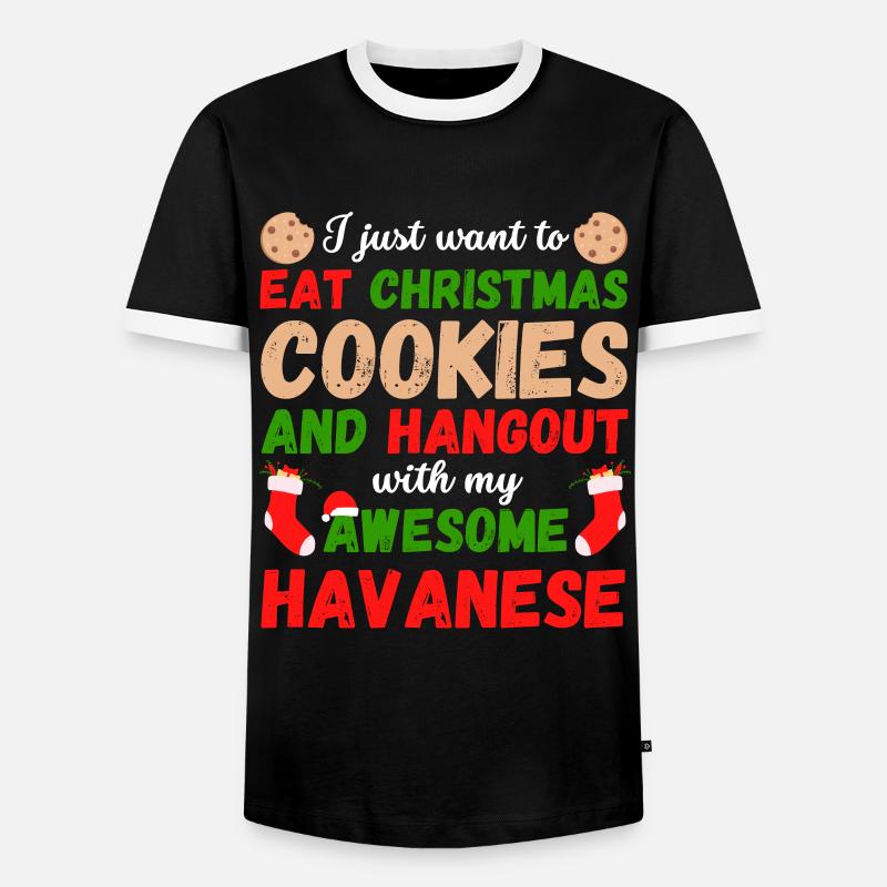 Christmas Havanese Biscuits - Men's Ringer Shirt - black/white