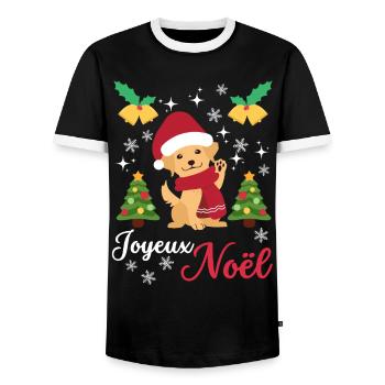 Christmas Sweet Golden Retriever Kawaii - Men's Ringer Shirt - black/white - Front - AI Model Female 172 light (172cm) & AI Model Male 178 light (178cm)