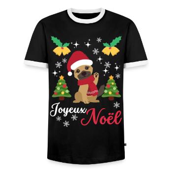 Noël Doux Berger Allemand Kawaii - T-shirt contrasté Homme - noir/blanc - Devant - AI Model Female 172 light (172cm) & AI Model Male 178 light (178cm)