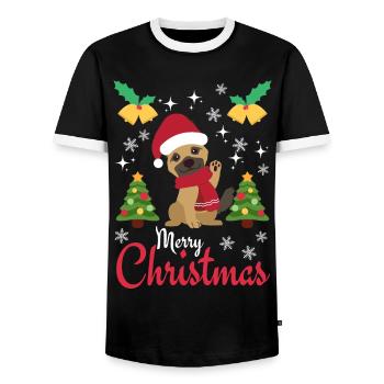 Noël Doux Berger Allemand Kawaii - T-shirt contrasté Homme - noir/blanc - Devant - AI Model Female 172 light (172cm) & AI Model Male 178 light (178cm)