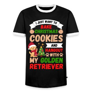 Christmas Sweet Golden Retriever Kawaii - Men's Ringer Shirt - black/white - Front - AI Model Female 172 light (172cm) & AI Model Male 178 light (178cm)