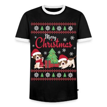 Noël Sweet English Pointer Lover Kawaii - T-shirt contrasté Homme - noir/blanc - Devant - AI Model Female 172 light (172cm) & AI Model Male 178 light (178cm)
