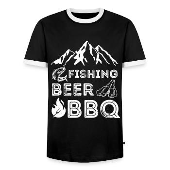 amateurs de pêche, de pêche, de bière et de barbecue - T-shirt contrasté Homme - noir/blanc - Devant - AI Model Female 172 light (172cm) & AI Model Male 178 light (178cm)