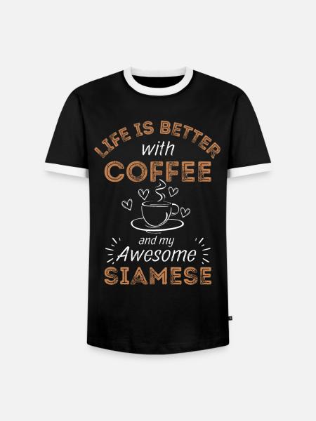 Siam Katze Kaffee Cafe - Männer Kontrast-T-Shirt - Schwarz/Weiß