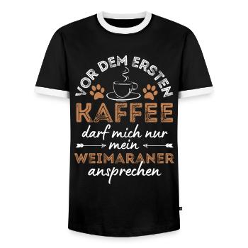 Weimaraner Coffee Dog Cafe - T-shirt contrasté Homme - noir/blanc - Devant - AI Model Female 172 light (172cm) & AI Model Male 178 light (178cm)