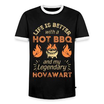 Barbecue pour les amateurs de Hovawart - T-shirt contrasté Homme - noir/blanc - Devant - AI Model Female 172 light (172cm) & AI Model Male 178 light (178cm)