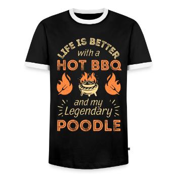 BBQ Grillen und Pudel Hunde Liebhaber - Männer Kontrast-T-Shirt - Schwarz/Weiß - Vorne - AI Model Female 172 light (172cm) & AI Model Male 178 light (178cm)