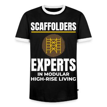 Plate-forme d’échafaudage d’échafaudage de constructeur d’échafaudages - T-shirt contrasté Homme - noir/blanc - Devant - AI Model Female 172 light (172cm) & AI Model Male 178 light (178cm)