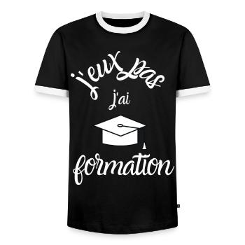 J Peux Pas j ai formation - T-shirt contrasté Homme - noir/blanc - Devant - AI Model Female 172 light (172cm) & AI Model Male 178 light (178cm)