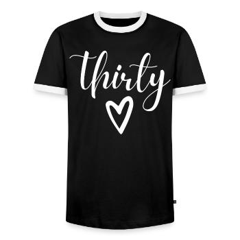 30. Geburtstag - Männer Kontrast-T-Shirt - Schwarz/Weiß - Vorne - AI Model Female 172 light (172cm) & AI Model Male 178 light (178cm)