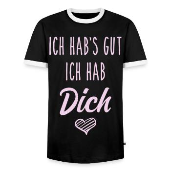 Ich hab's gut ich hab Dich - Liebe Geschenk Love - Männer Kontrast-T-Shirt - Schwarz/Weiß - Vorne - AI Model Female 172 light (172cm) & AI Model Male 178 light (178cm)