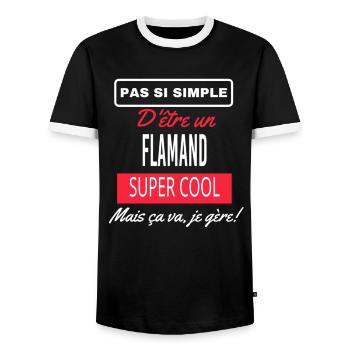 pas si simple FLAMAND - T-shirt contrasté Homme - noir/blanc - Devant - AI Model Female 172 light (172cm) & AI Model Male 178 light (178cm)