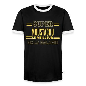 Meilleur de la galaxie MOUSTACHU - T-shirt contrasté Homme - noir/blanc - Devant - AI Model Female 172 light (172cm) & AI Model Male 178 light (178cm)