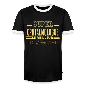 Meilleur de la galaxie OPHTALMOLOGUE - T-shirt contrasté Homme - noir/blanc - Devant - AI Model Female 172 light (172cm) & AI Model Male 178 light (178cm)