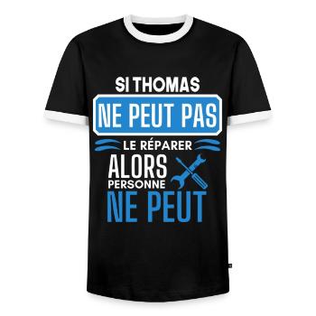 ne peut pas le réparer si Thomas - T-shirt contrasté Homme - noir/blanc - Devant - AI Model Female 172 light (172cm) & AI Model Male 178 light (178cm)
