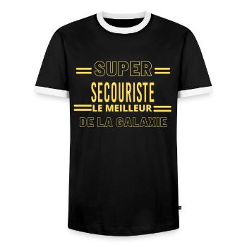 Meilleur de la galaxie SECOURISTE - T-shirt contrasté Homme - noir/blanc - Devant - AI Model Female 172 light (172cm) & AI Model Male 178 light (178cm)