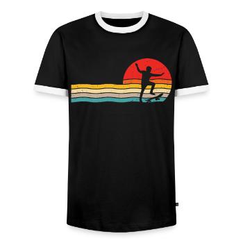 Skater retro t-shirt skater skateboard - Männer Kontrast-T-Shirt - Schwarz/Weiß - Vorne - AI Model Female 172 light (172cm) & AI Model Male 178 light (178cm)