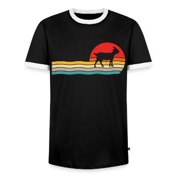 Chèvre T-shirt Rétro Chèvres - T-shirt contrasté Homme - noir/blanc - Devant - AI Model Female 172 light (172cm) & AI Model Male 178 light (178cm)
