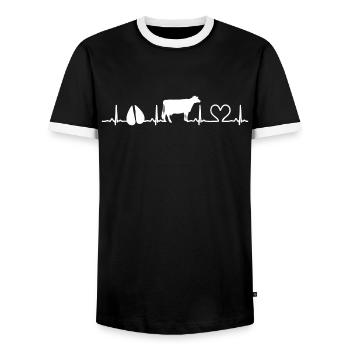 kühe Herzschlag t-shirt kühe kuh - Männer Kontrast-T-Shirt - Schwarz/Weiß - Vorne - AI Model Female 172 light (172cm) & AI Model Male 178 light (178cm)