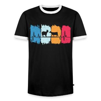 Goats Retro Heartbeat T-Shirt Goat - Men's Ringer Shirt - black/white - Front - AI Model Female 172 light (172cm) & AI Model Male 178 light (178cm)