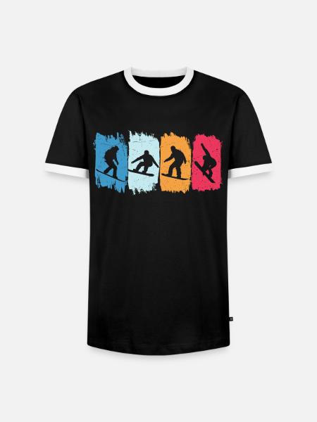 Snowboard retro snowboarding - Men's Ringer Shirt - black/white
