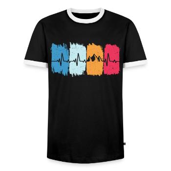 Berge Retro Herzschlag Wandern Bergsteigern Berg - Männer Kontrast-T-Shirt - Schwarz/Weiß - Vorne - AI Model Female 172 light (172cm) & AI Model Male 178 light (178cm)