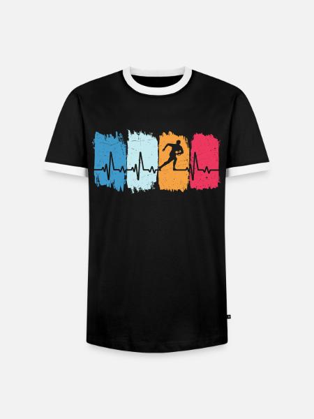 Rugby Retro Heartbeat Rugby Player - Men's Ringer Shirt - black/white