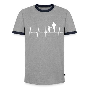 Père et fille Heartbeat Grand-père et petite-fille - T-shirt contrasté Homme - gris/marine  - Devant - AI Model Female 172 light (172cm) & AI Model Male 178 light (178cm)