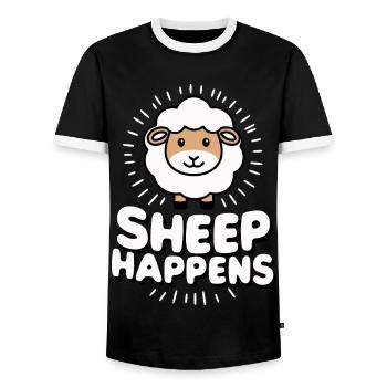 Sheep Sheep Farmer Lamb Farmer - Men's Ringer Shirt - black/white - Front - AI Model Female 172 light (172cm) & AI Model Male 178 light (178cm)
