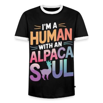 Alpaka Llama - Männer Kontrast-T-Shirt - Schwarz/Weiß - Vorne - AI Model Female 172 light (172cm) & AI Model Male 178 light (178cm)